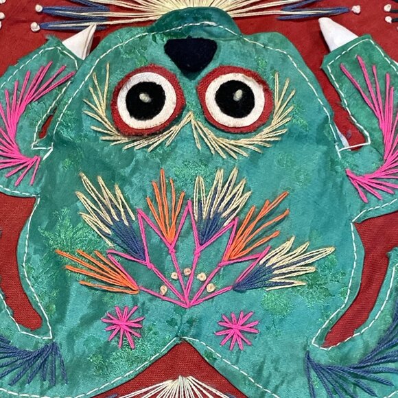 Vtg Bai Jia Bei Chinese Quilt Wall Hanging One Hundred Families Double Sided 3D - Picture 3 of 16